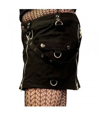 Women Gothic Mini Skirt Double Zipper Women Gothic Skirt